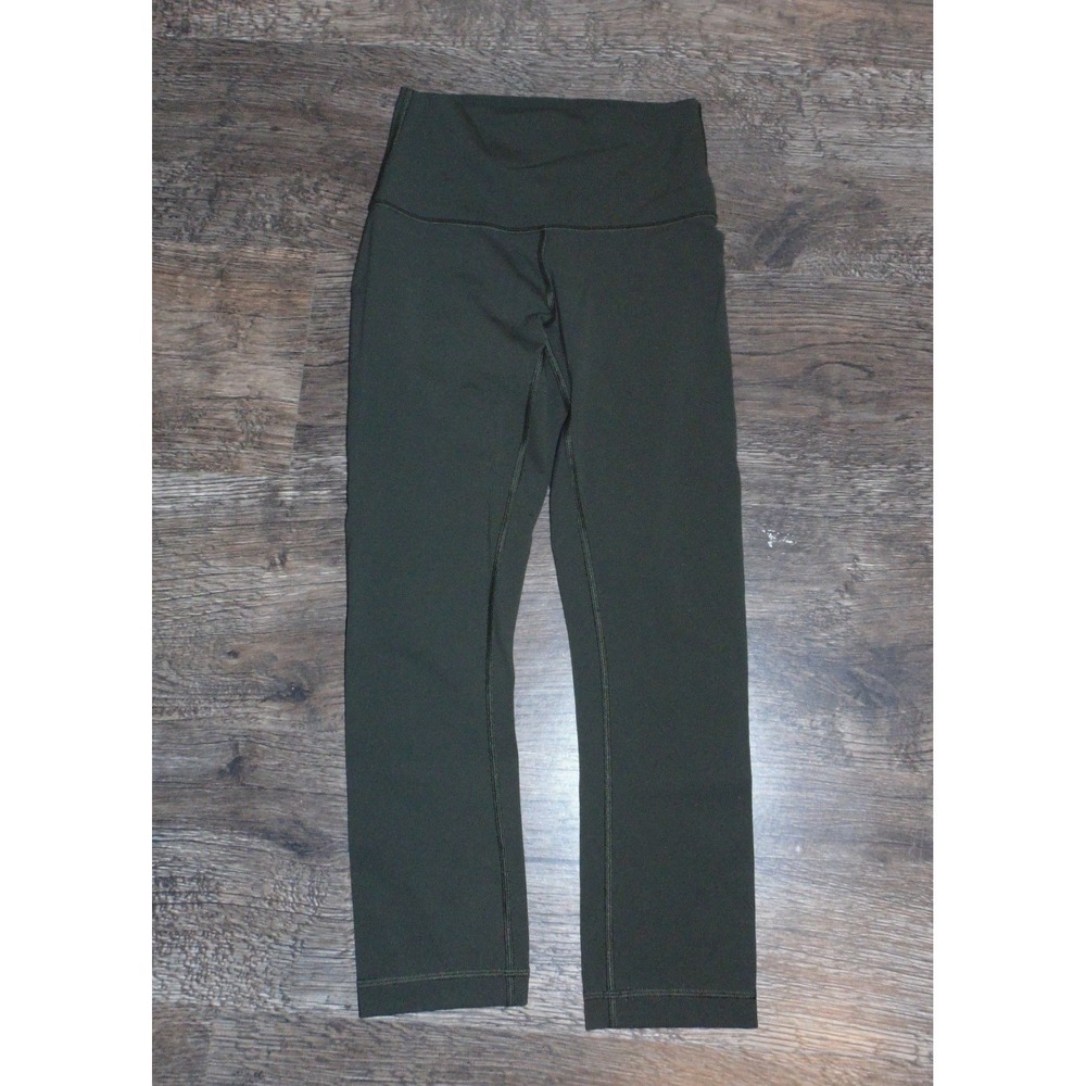 Lululemon Align High Rise Crop Leggings Womens 4 Olive Green Excellent Yoga Pant